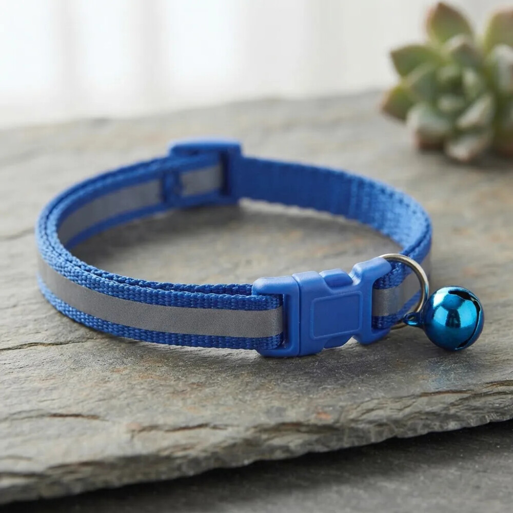 Collar Para Gato Ajustable Reflectivo Con Cascabel AZUL