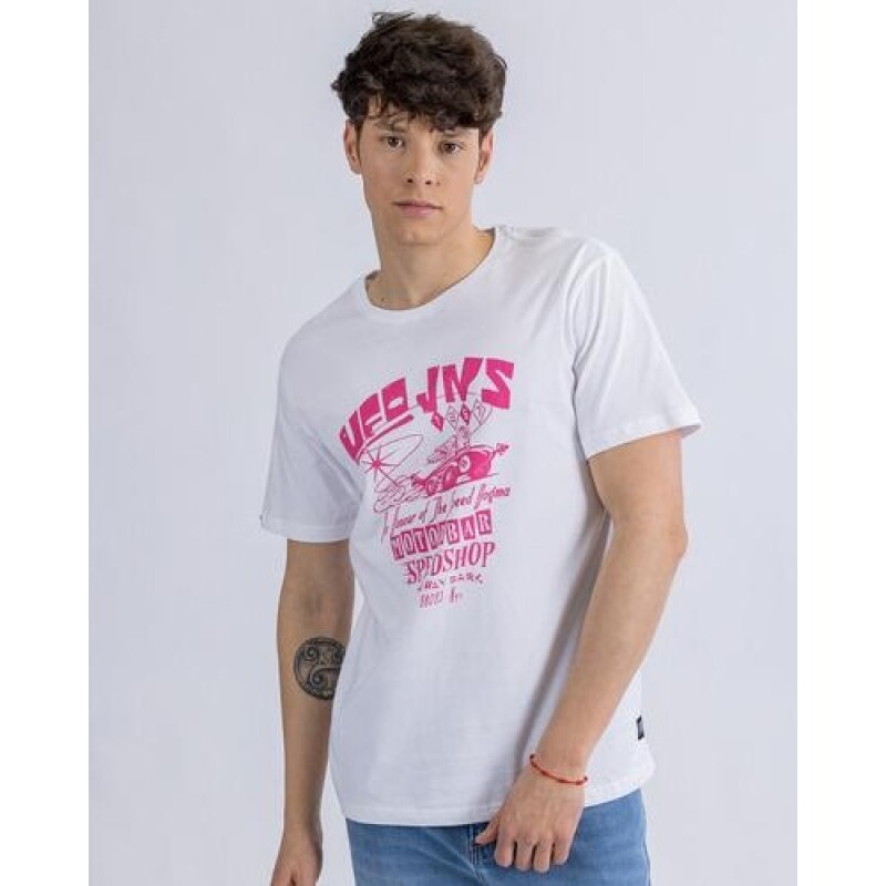 Camiseta en algodón estampada UFO Speedway blanca Blanco