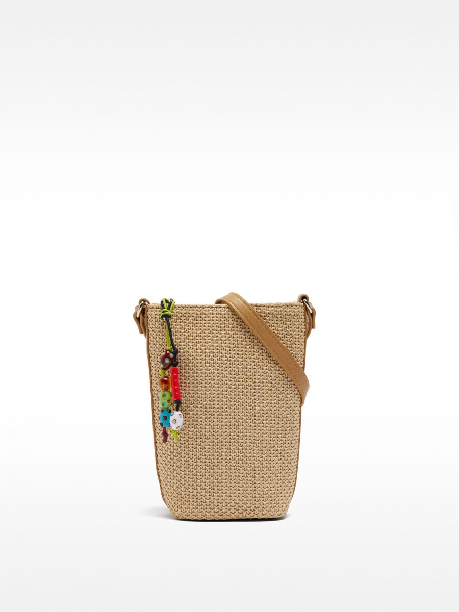 Bolso Para Móvil Efecto Rafia beige
