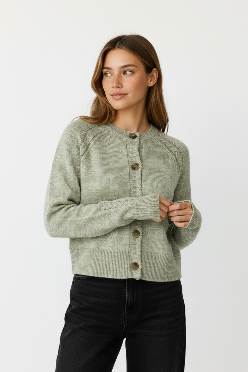 Cardigan Galin Verde Palido
