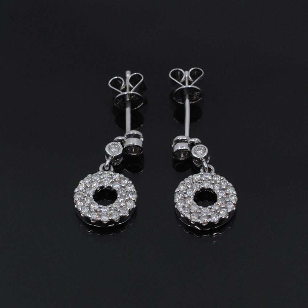 Caravanas En Oro 18K Blanco Y Brillantes Caravanas En Oro 18K Blanco Y Brillantes