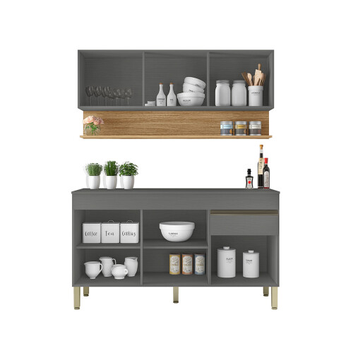 JUEGO COCINA MODULAR MOBILIARIO MADERA MDP LINE COLOR GRIS GAMAS DE GRIS