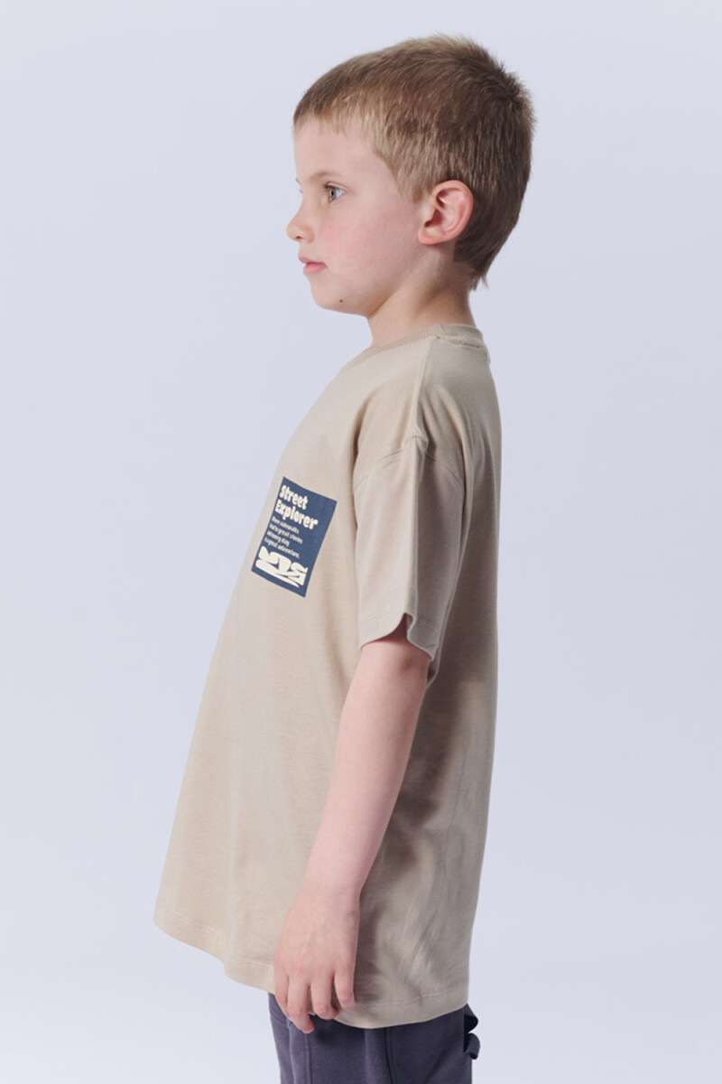 Remera Algodón Estampa Beige