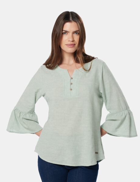 BLUSA DE LINO VOLADOS Verde