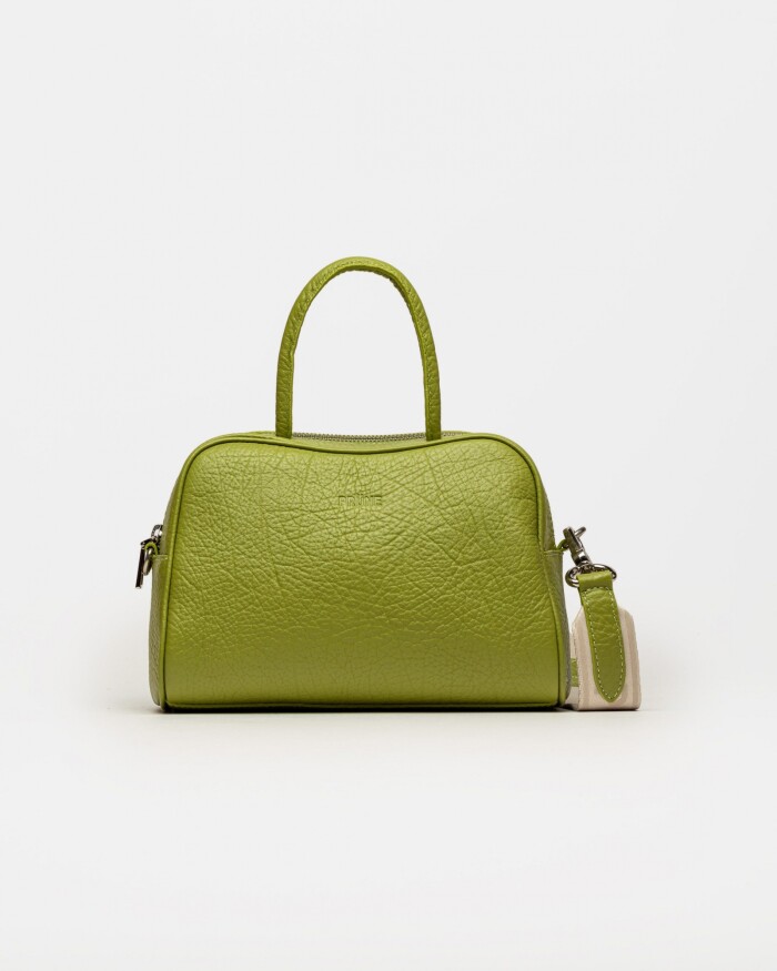 Cartera de mano The Club en cuero graneado Moss Niquel