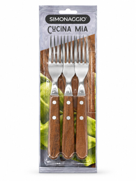TENEDOR SET 3 PCS MANGO MADERA MARRON