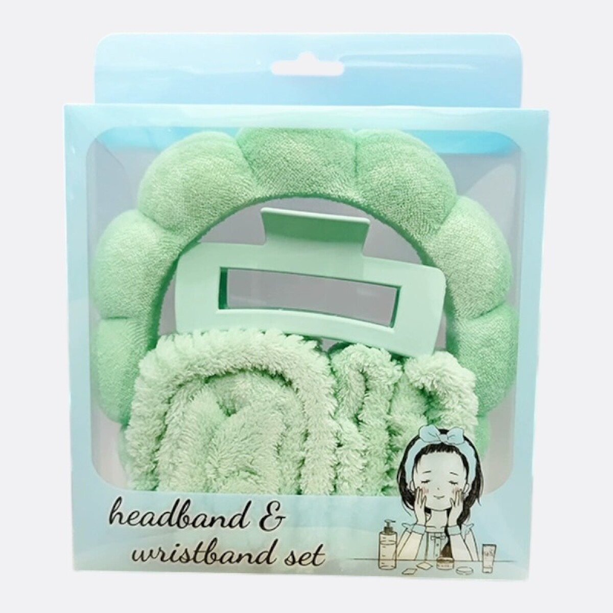 Set De Accesorios Para Cabello Y Cuidado Facial - Verde 