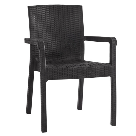 Silla Jardín Rattan Exterior Balcón Apilable UV 150k Negro