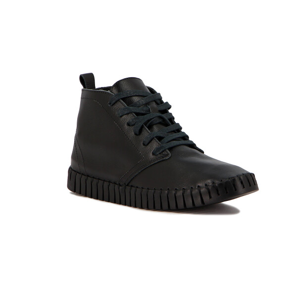Country Bota Acordonda Suela Cosida Negro