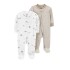 Enterito X2 algodón Carters con pie Farm Beige
