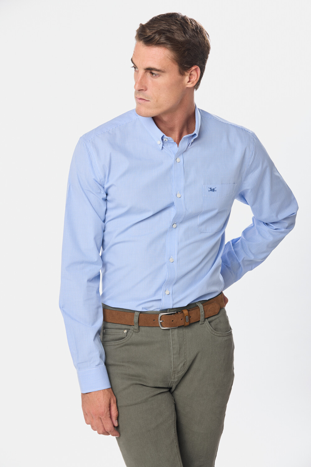 CAMISA CUADROS Celeste