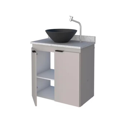 Mueble de baño suspendido Aster beige 60 cm mesada granito Blanco sin bacha Mueble De Baño Suspendido Aster Beige 60 Cm Mesada Granito Blanco Sin Bacha