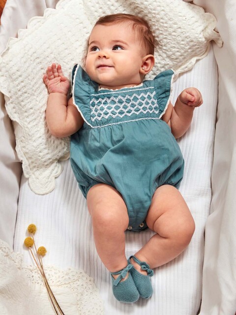 Ranita Con Smock Azul Claro