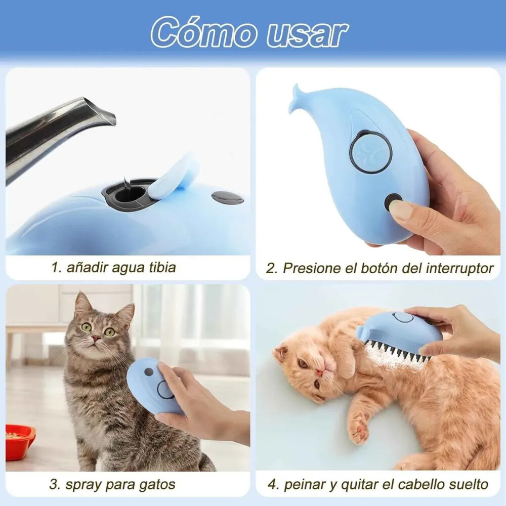 Cepillo Masajeador A Vapor Recargable Para Mascota Cepillo Masajeador A Vapor Recargable Para Mascota