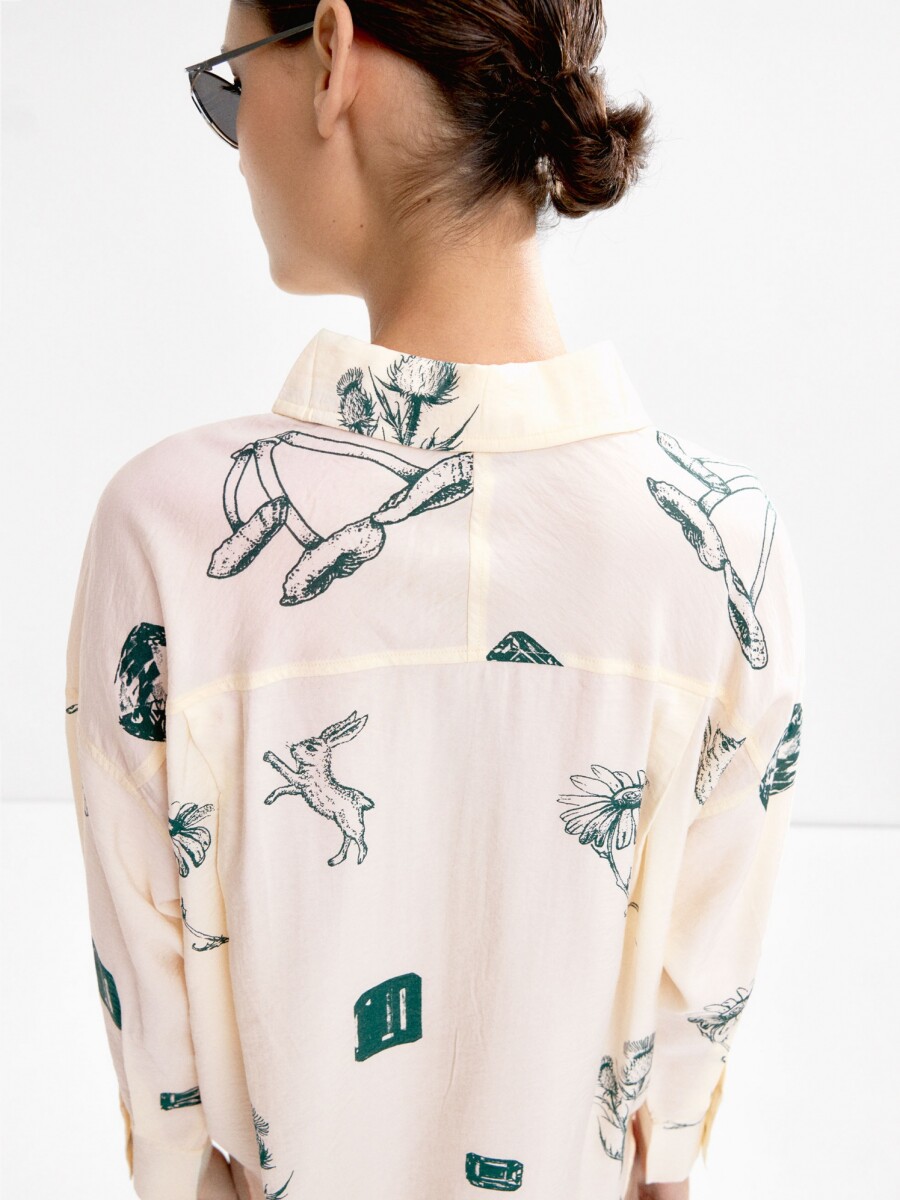 Camisa Estampada De Manga Larga multicolor