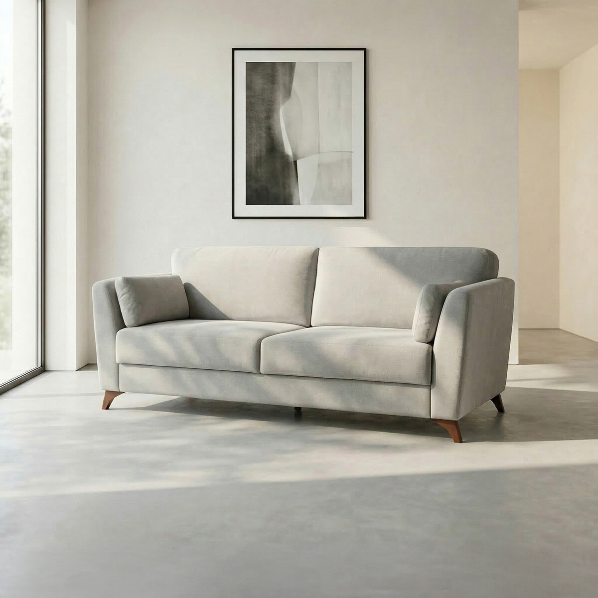 Sofá Capri - Tela Microfibra - 3 cuerpos - Kruger 06-155 (Ceniza) 