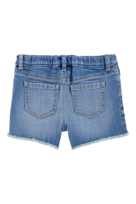 Short jean con bordado floral Sin color