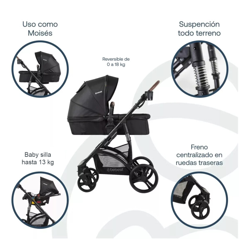 Coche Travel System QUEST LX Bebesit Negro Coche Travel System QUEST LX Bebesit Negro