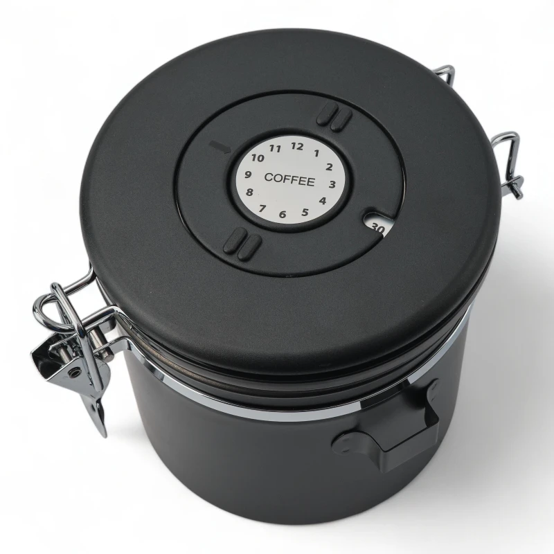 Recipiente Hermetico Ac Inox Para Granos Valv Co2 1.2lt Negro