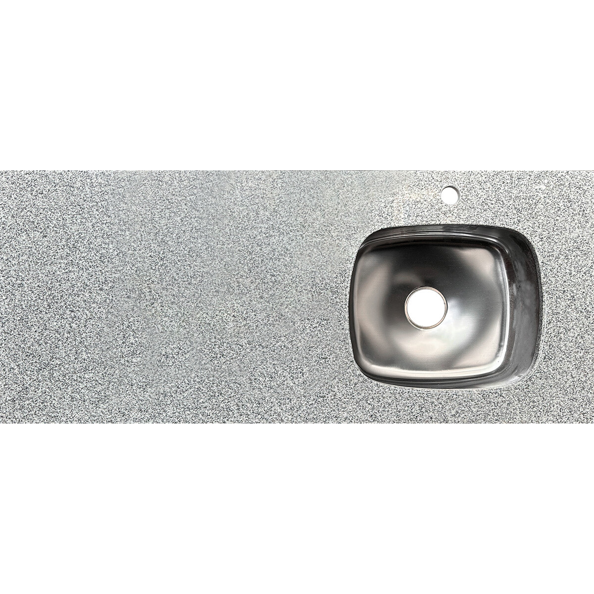 Mesada De Granito Gris Mara 122x52 Cm Con Pileta Derecha Y Hueco Para Grifería 