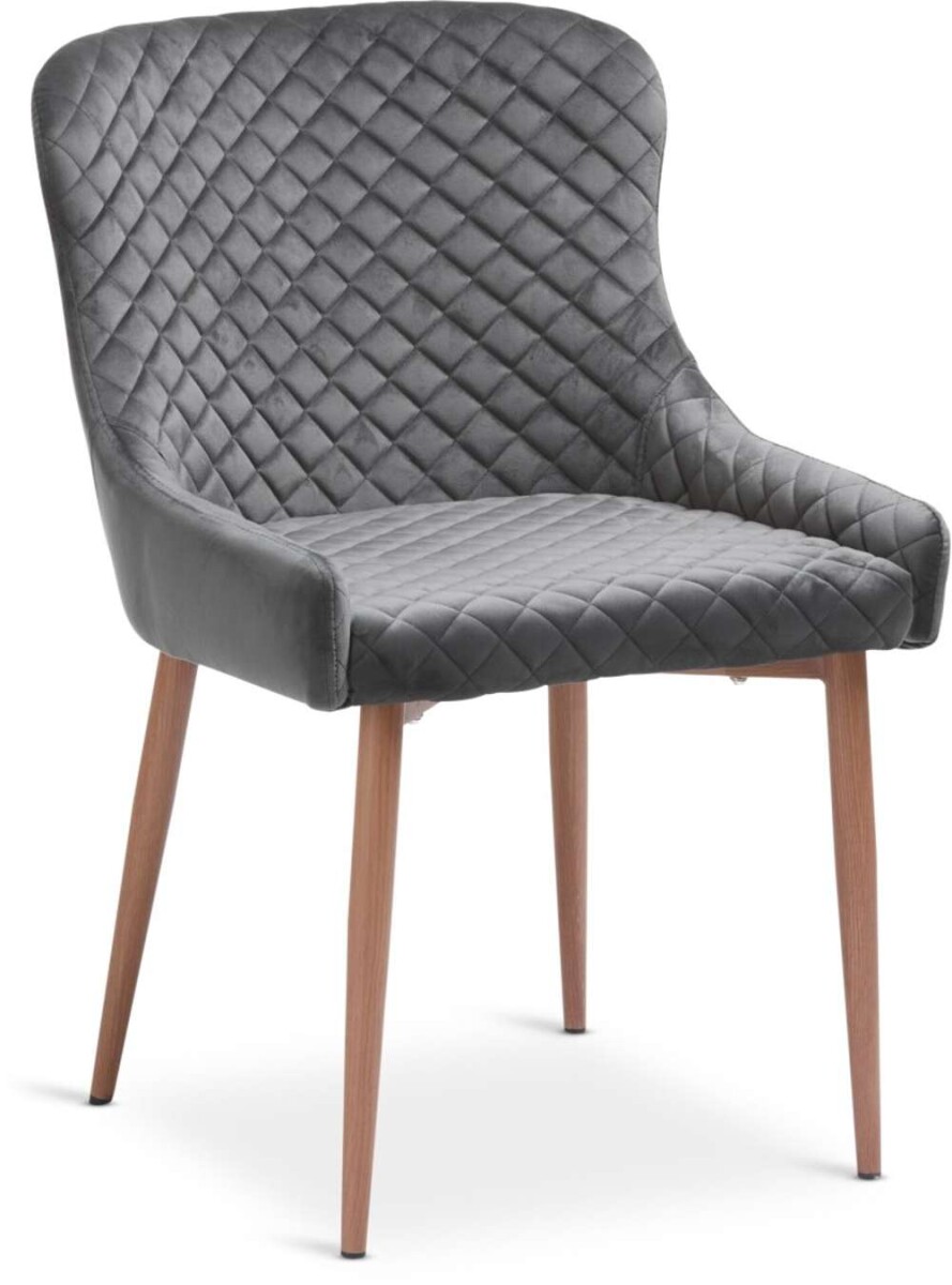 Silla De Comedor Pebringe Terciopelo - Gris 