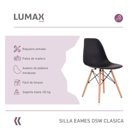 Silla De Comedor Eames Pack 4 Unidades Varios Colores Lumax Negra