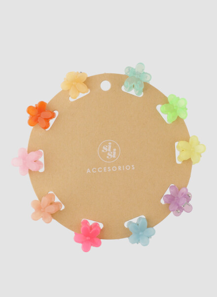 Set de 10 broches de pleo mini flor Variante unica