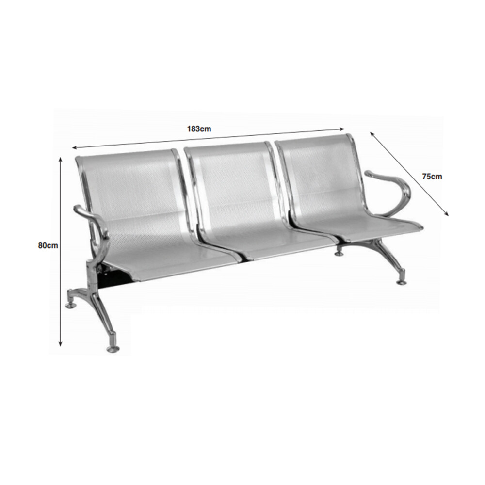 Tandem De 3 Asientos De Metal Para Sala De Espera Negro