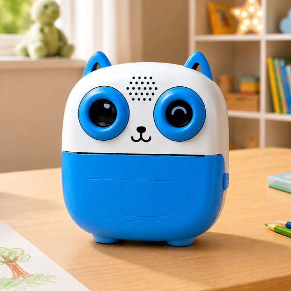 Camara De Fotos Buho Infantil Impresion Instantanea Polaroid Variante Color Azul