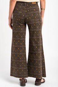Jean Flared Wide Leg Print Chocolate