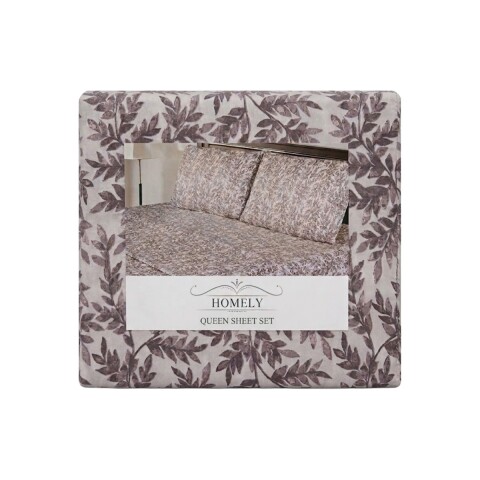 JGO SABANA HOJAS GRIS QUEEN 160X200+30CM 4PZ Unica
