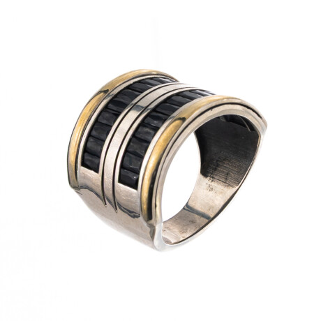 Anillo de plata 925, double en oro 18 ktes y circonias. Anillo de plata 925, double en oro 18 ktes y circonias.