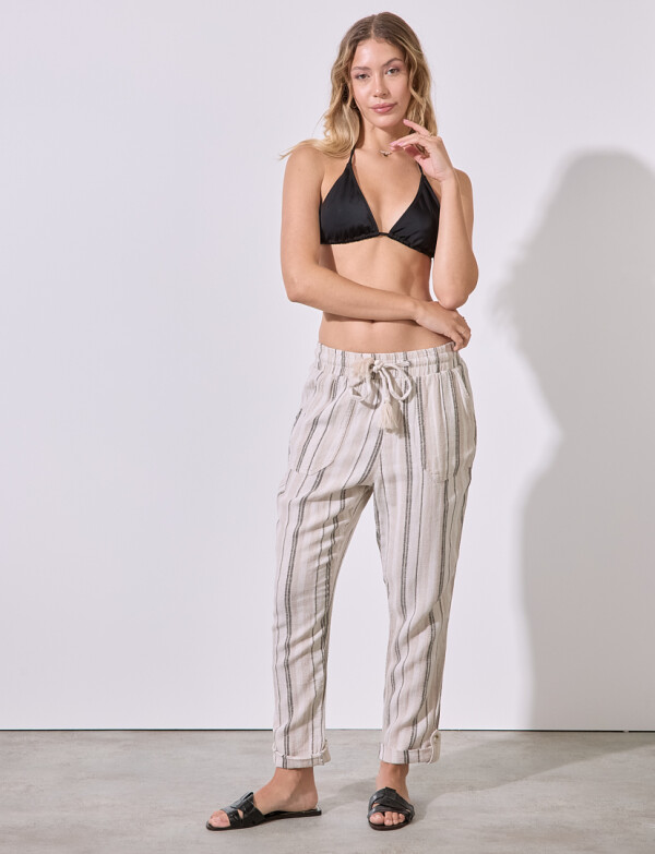 Pantalon Lino Lineas BEIGE/MULTI