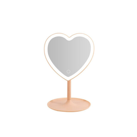 Espejo de tocador con forma de corazón y luz LED Rosa