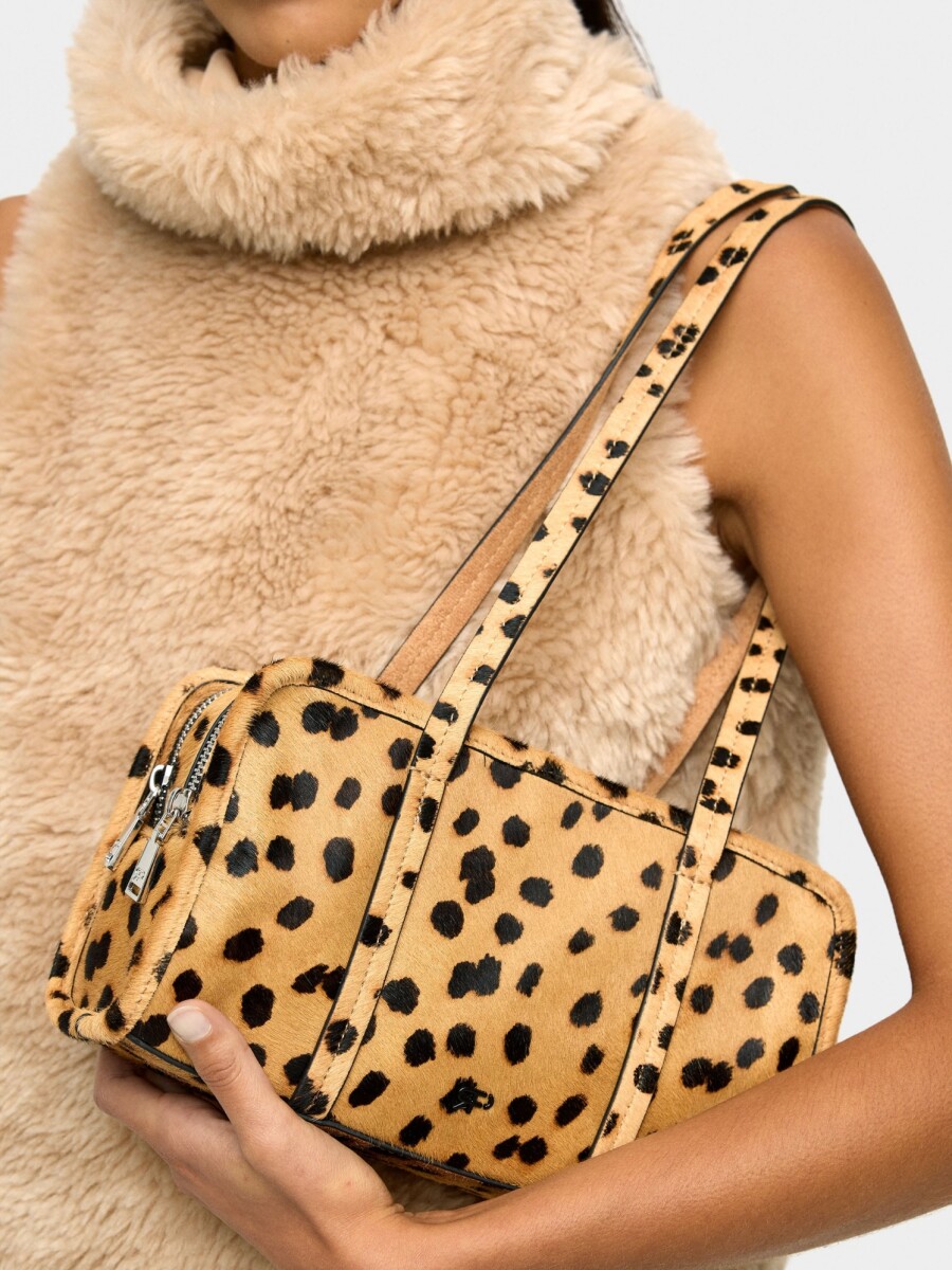 Bolso Bowling De Piel Estampado Animal camel