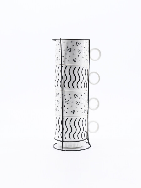 TAZAS BLACK AND WHITE SET X 4 ESTAMPADO 1