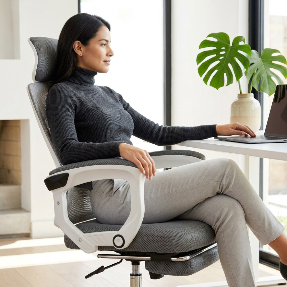 Silla De Oficina Space2 Tela Mesh Apoyapies Gris