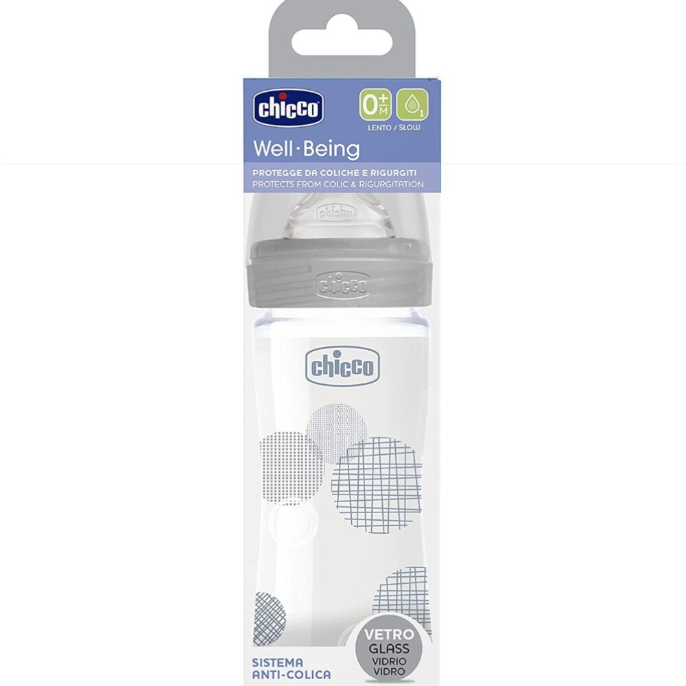 Biberon Vidrio Chicco 240 ML Rosa Circulos