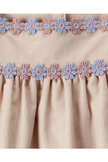 Vestido de pana, con bordado floral Sin color