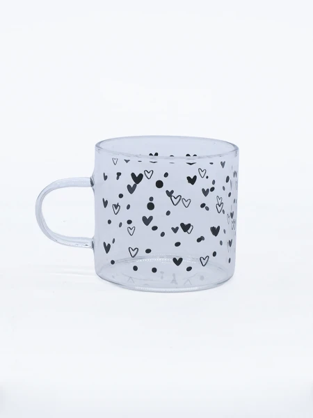 TAZA CAFÉ HEARTS TRANSPARENTE