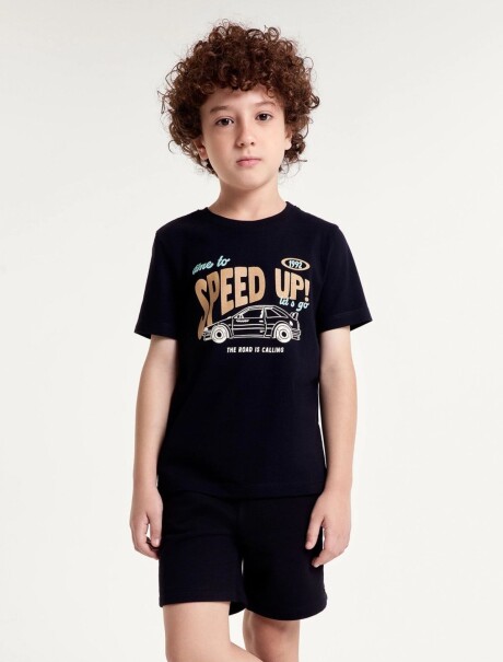 CAMISETA BÁSICA CON ESTAMPA NEGRO