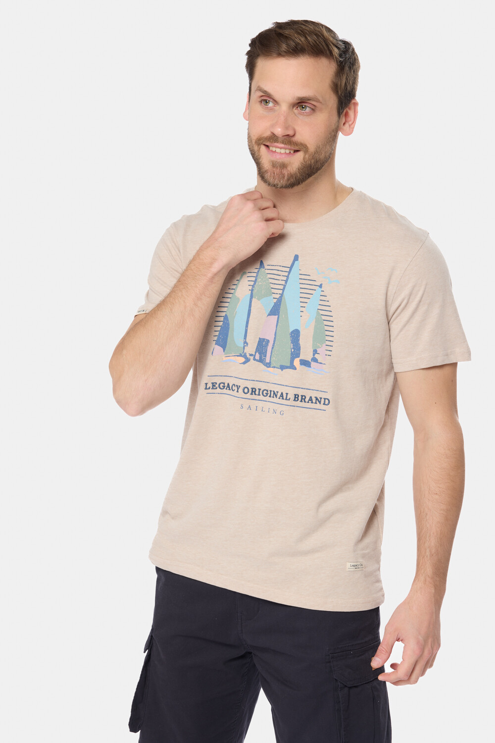 REMERA ESTAMPADA DE ALGODÓN Beige