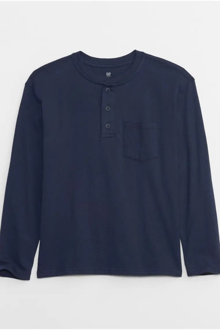 Remera Henley Manga Larga Niño Tapestry Navy