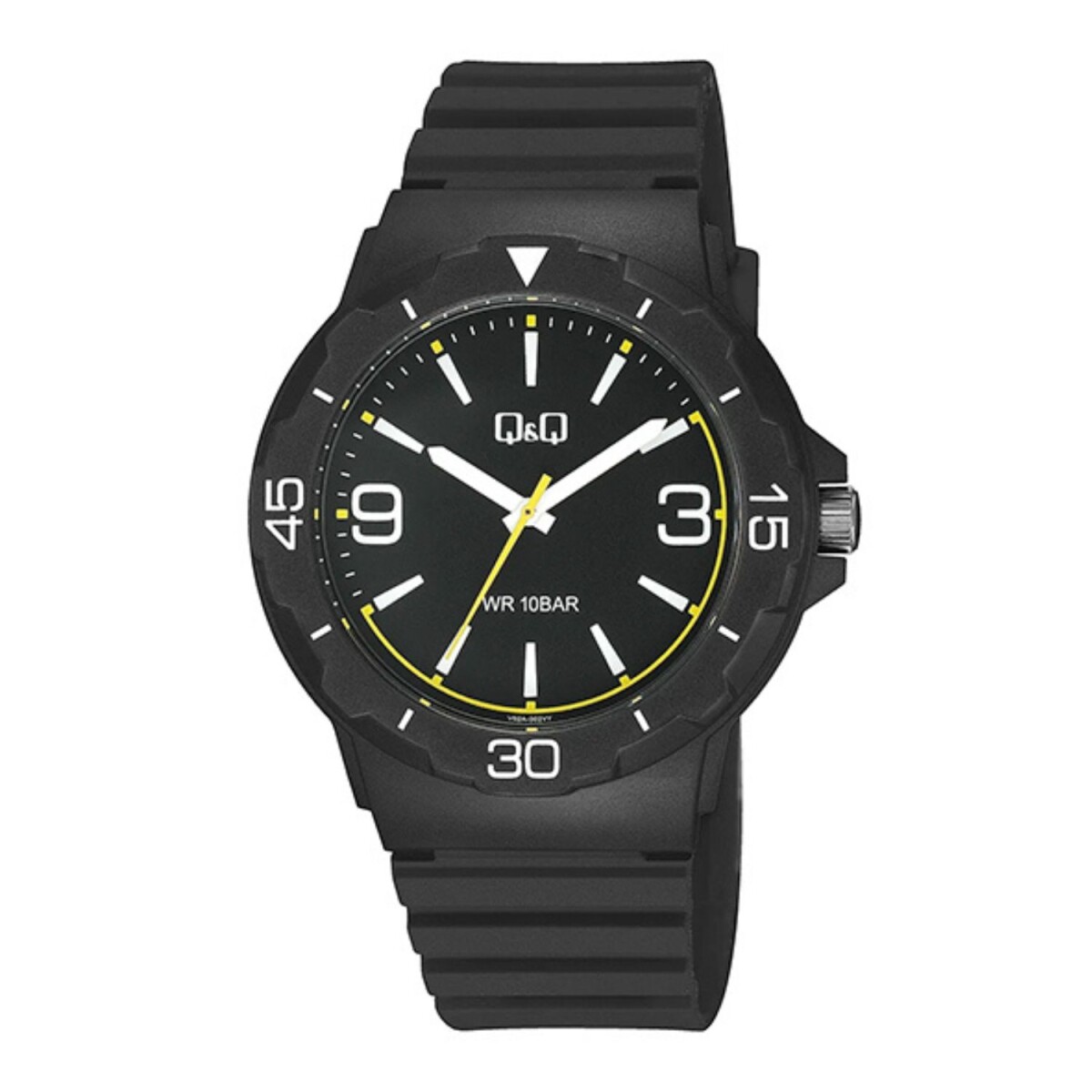 Reloj Análogo Q&Q V02A005VY Unisex 40 Mm Con Correa De Goma Para Uso Diario 