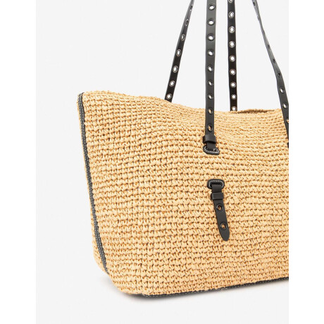 Shopper Efecto Rafia Marron beige
