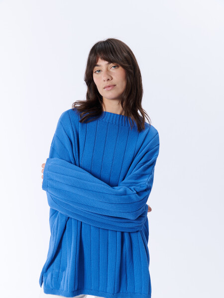 Buzo Punto Oversize Azul