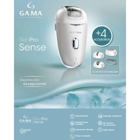 Depiladora GAMA SkinPRO Sense con 3 cabezales Plateado