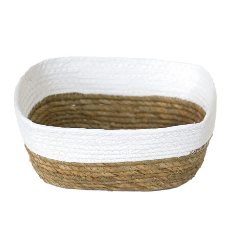 Cesto Canasto Fibra Natural Paramount Decoración 24x20x10Cm Blanco