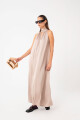 VESTIDO LARGO CUELLO HALTER Beige
