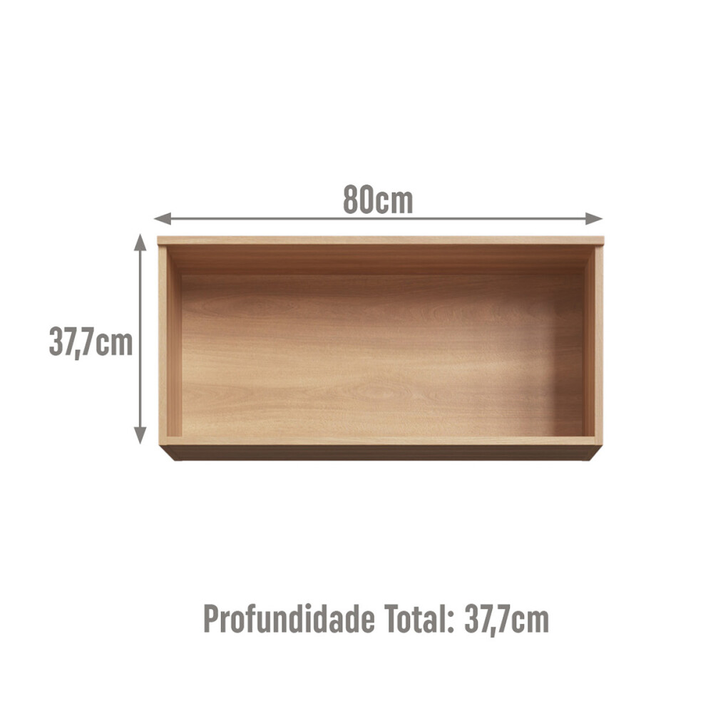 Módulo aéreo ALICE 0,80 m, 1 puerta basculante ripada, color Freijó Módulo Aéreo Alice 0,80 M, 1 Puerta Basculante Ripada, Color Freijó